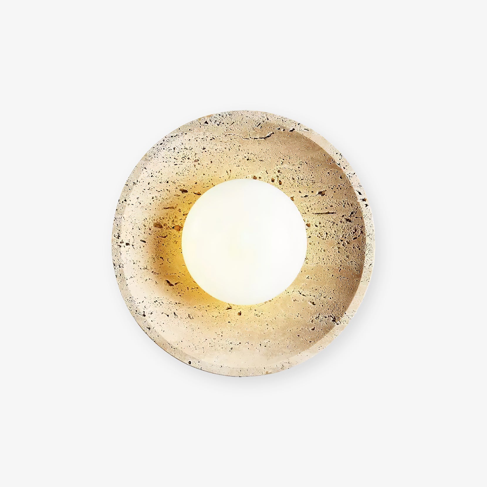Vephair Bowl-Frame Travertine Wall Light - Lamp Copper