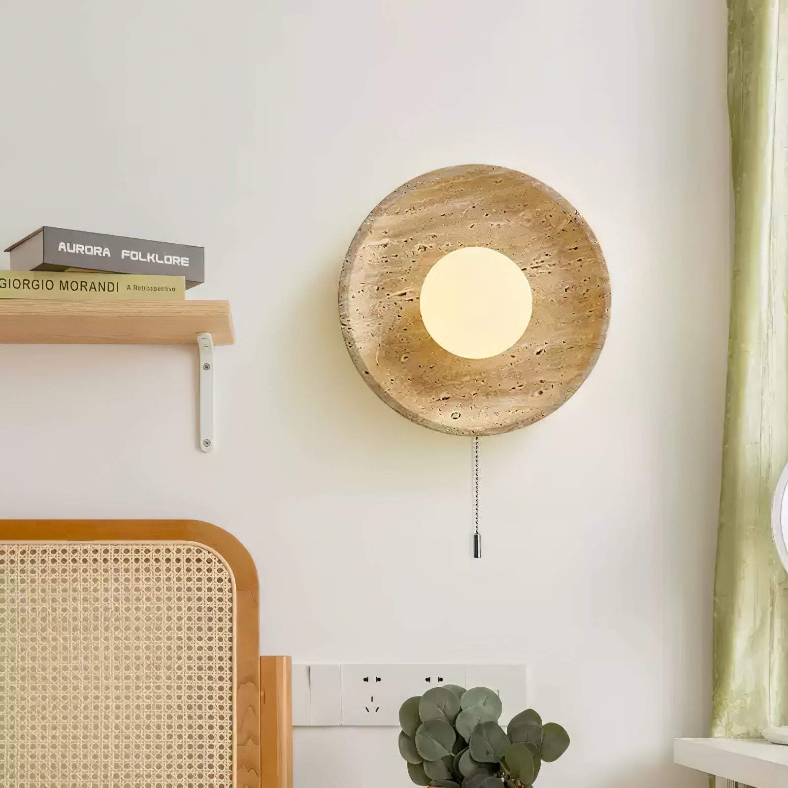 Vephair Bowl-Frame Travertine Wall Light - Lamp Copper