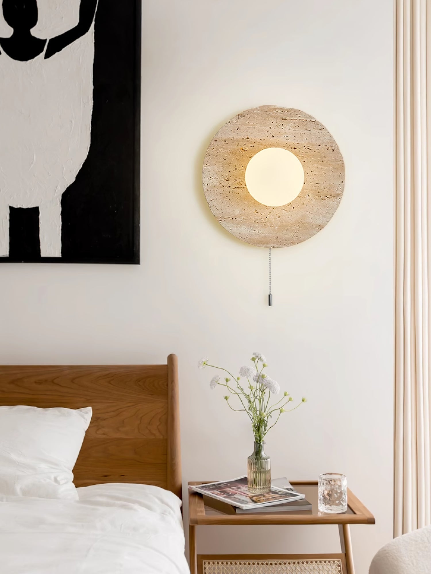 Vephair Bowl-Frame Travertine Wall Light - Lamp Copper