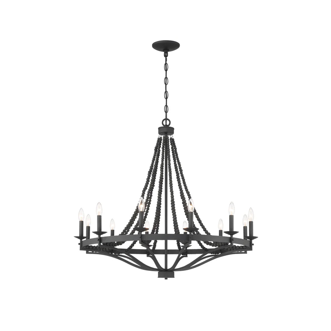 Isoren Vintage Industrial Wooden Metal Chandelier - Lamp Copper