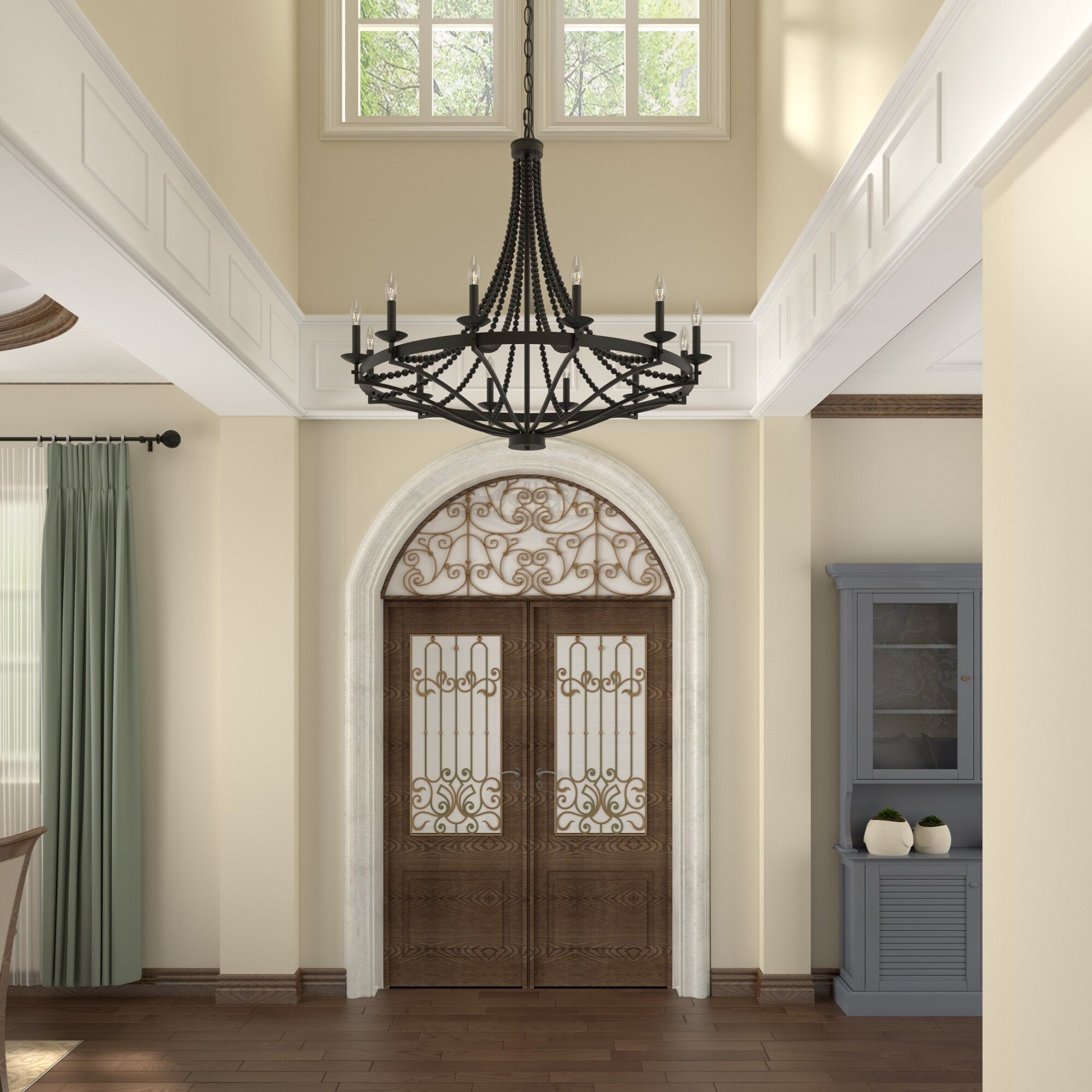 Isoren Vintage Industrial Wooden Metal Chandelier - Lamp Copper