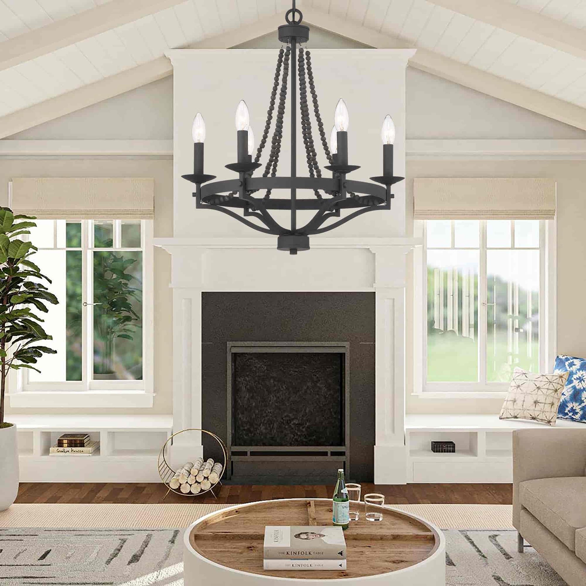 Isoren Vintage Industrial Wooden Metal Chandelier - Lamp Copper