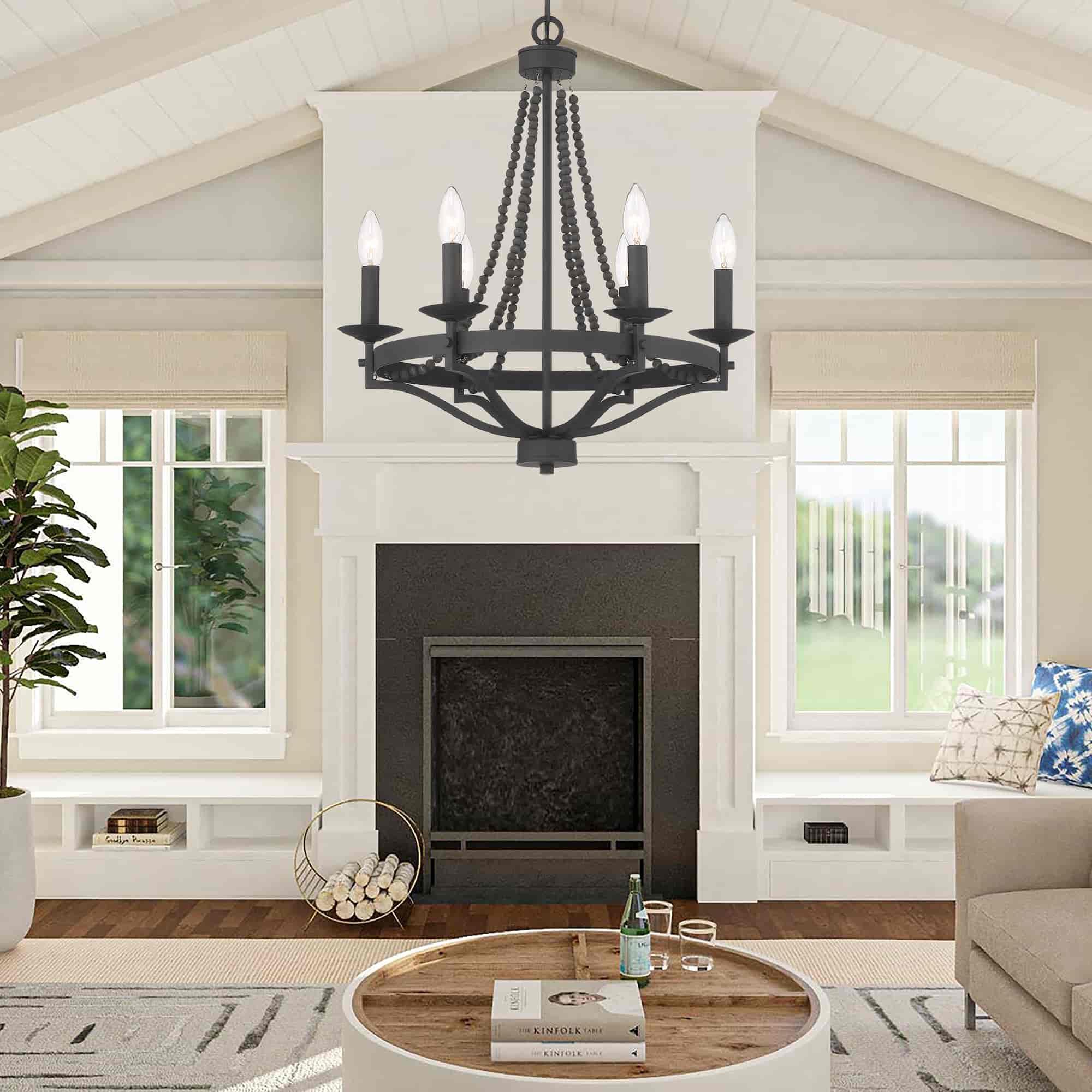 Isoren Vintage Industrial Wooden Metal Chandelier - Lamp Copper