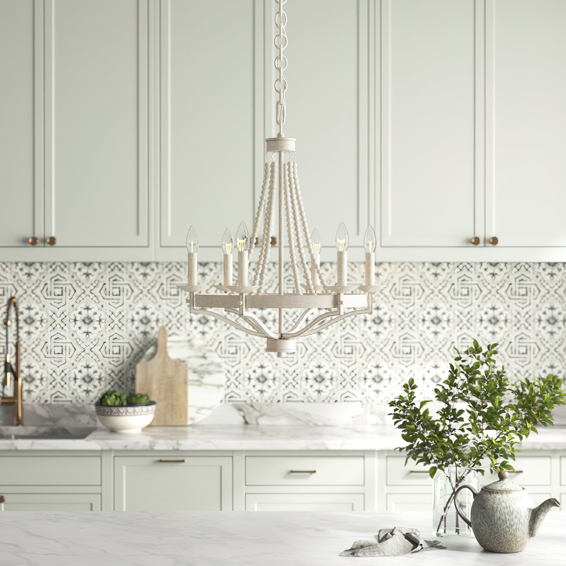 Isoren Vintage Industrial Wooden Metal Chandelier - Lamp Copper