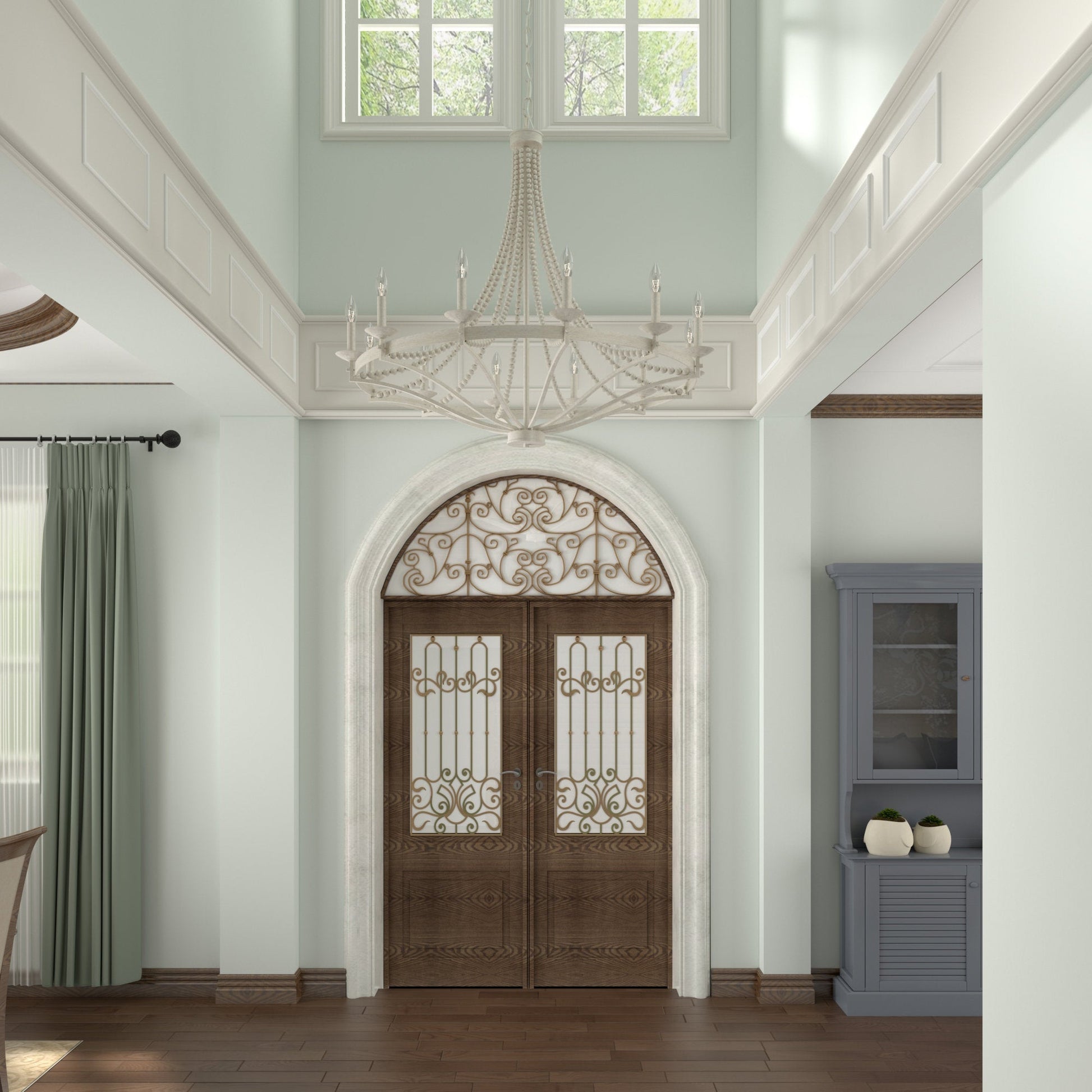 Isoren Vintage Industrial Wooden Metal Chandelier - Lamp Copper