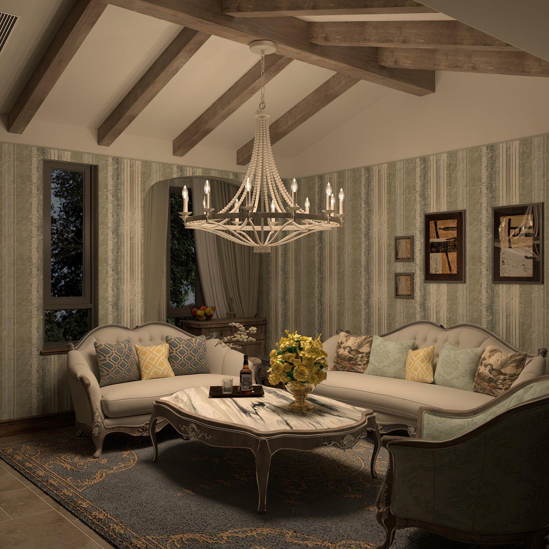 Isoren Vintage Industrial Wooden Metal Chandelier - Lamp Copper