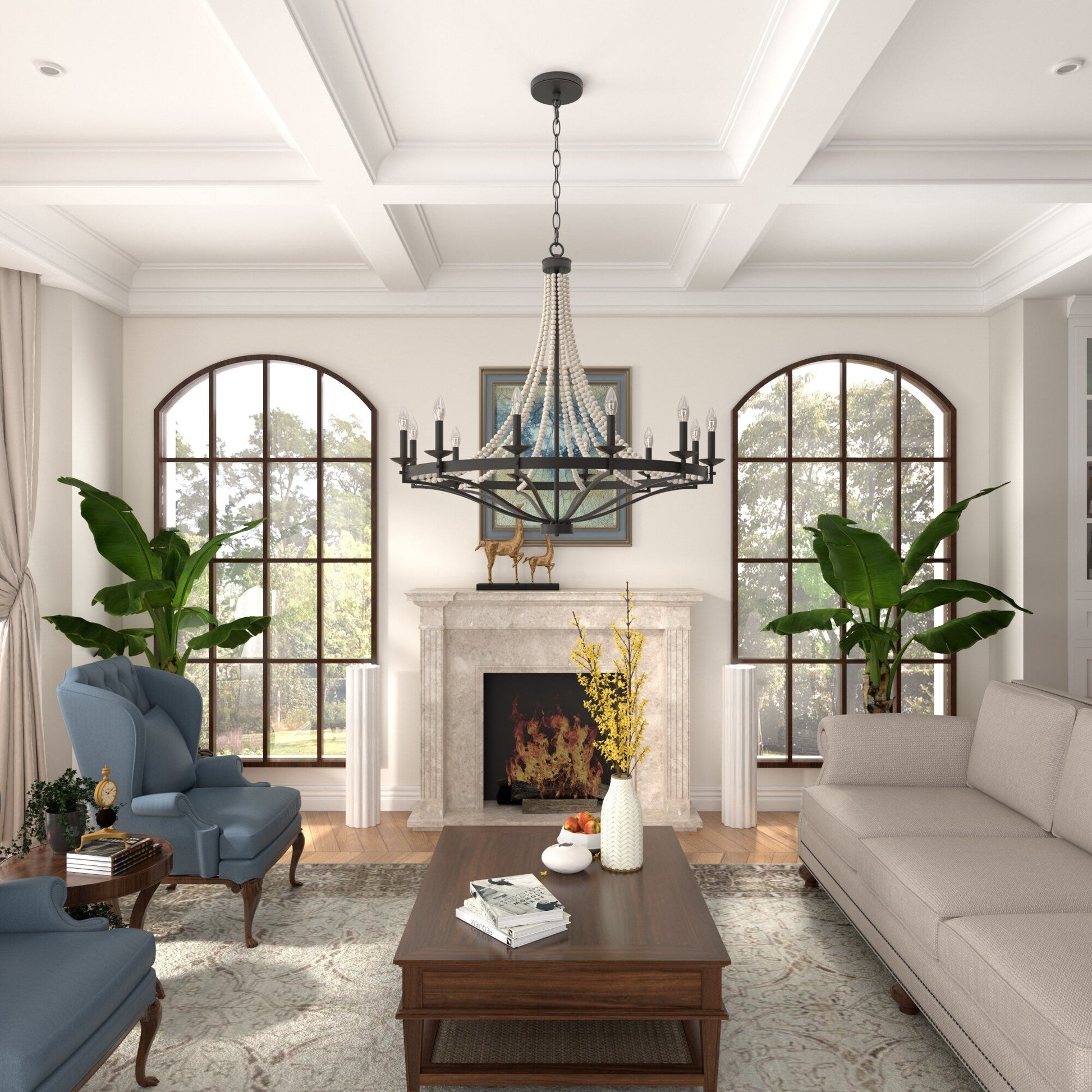 Isoren Vintage Industrial Wooden Metal Chandelier - Lamp Copper