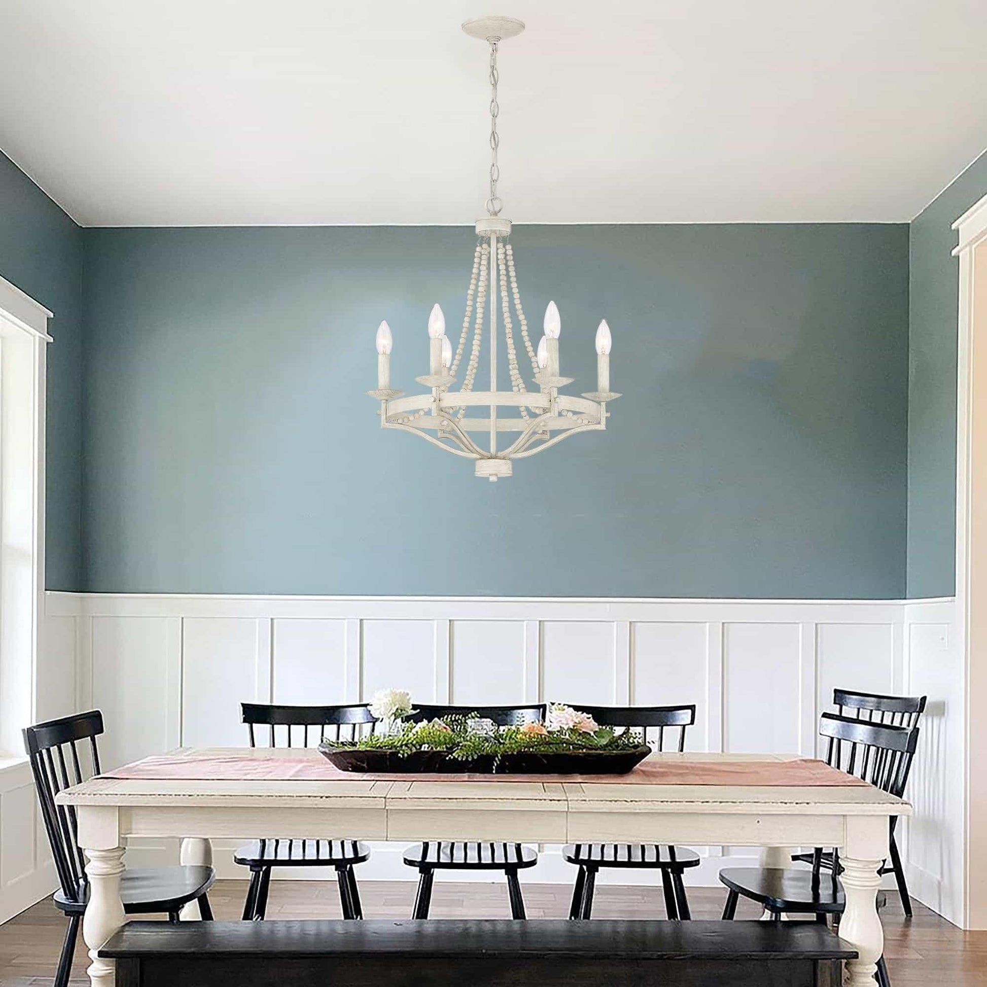 Isoren Vintage Industrial Wooden Metal Chandelier - Lamp Copper