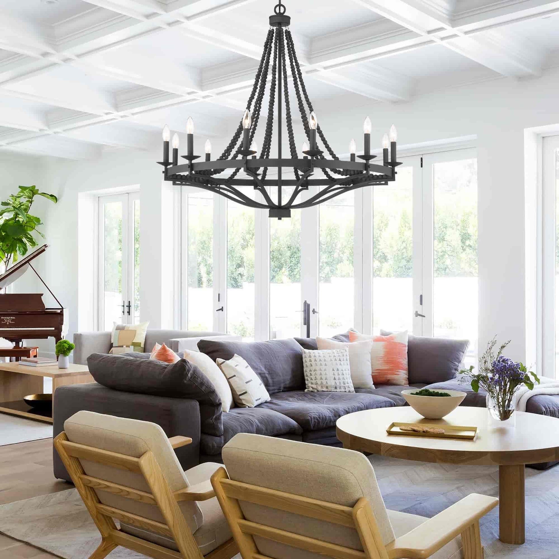 Isoren Vintage Industrial Wooden Metal Chandelier - Lamp Copper