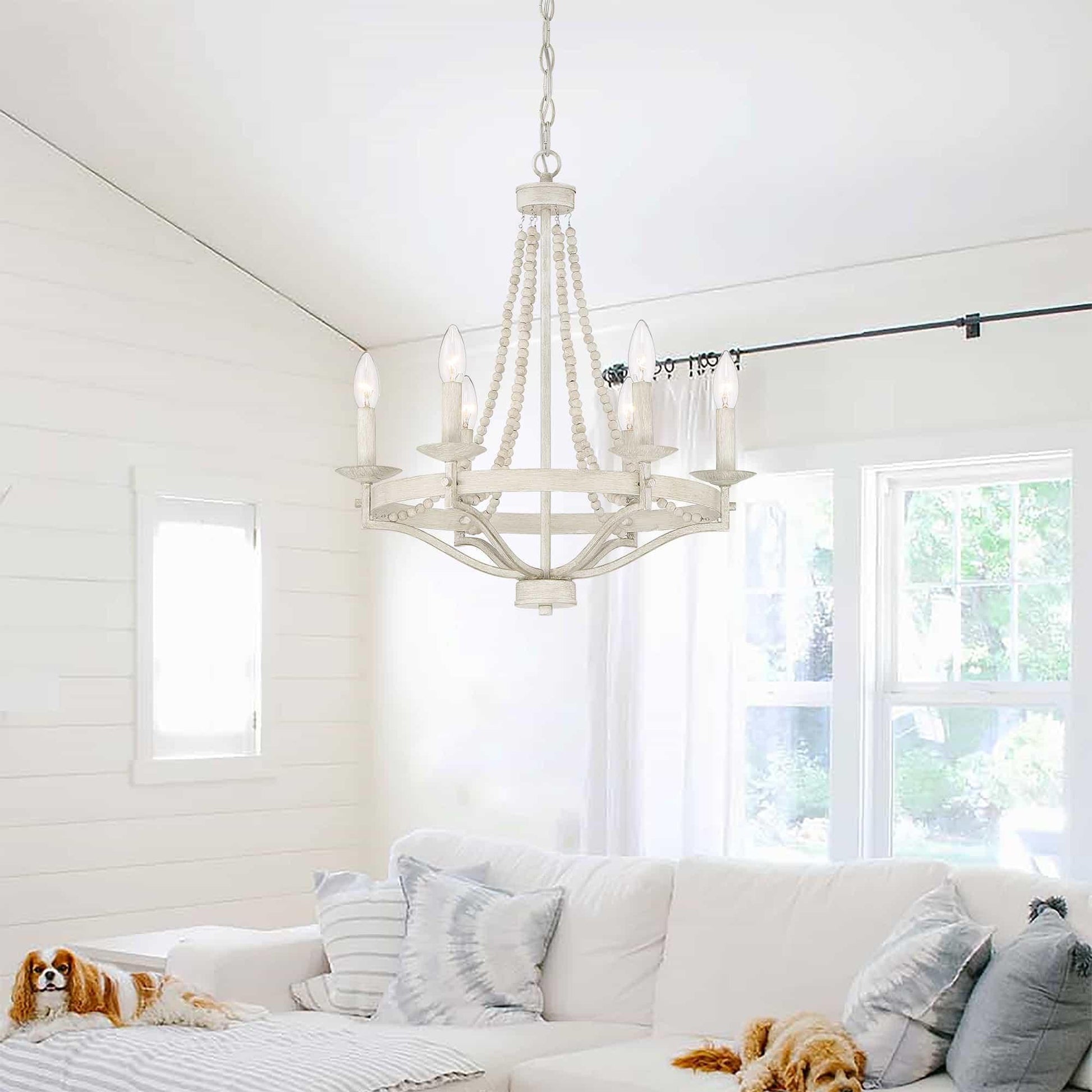 Isoren Vintage Industrial Wooden Metal Chandelier - Lamp Copper