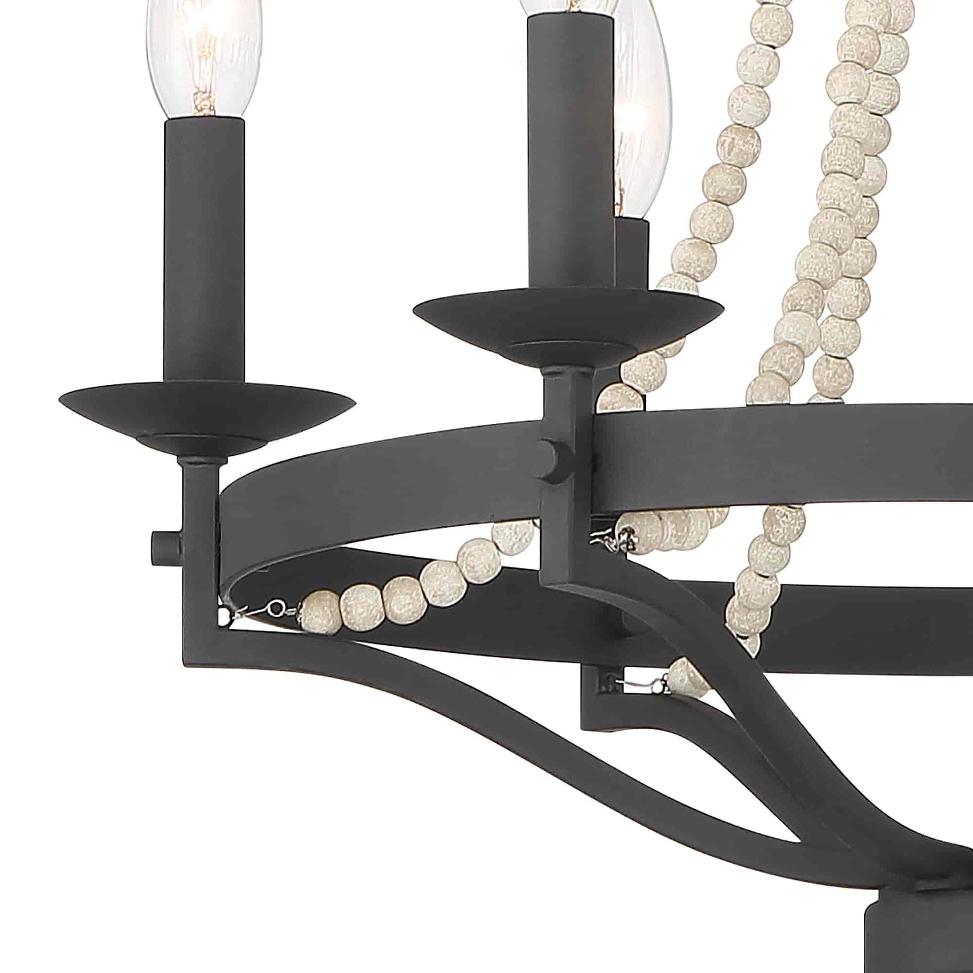 Isoren Vintage Industrial Wooden Metal Chandelier - Lamp Copper