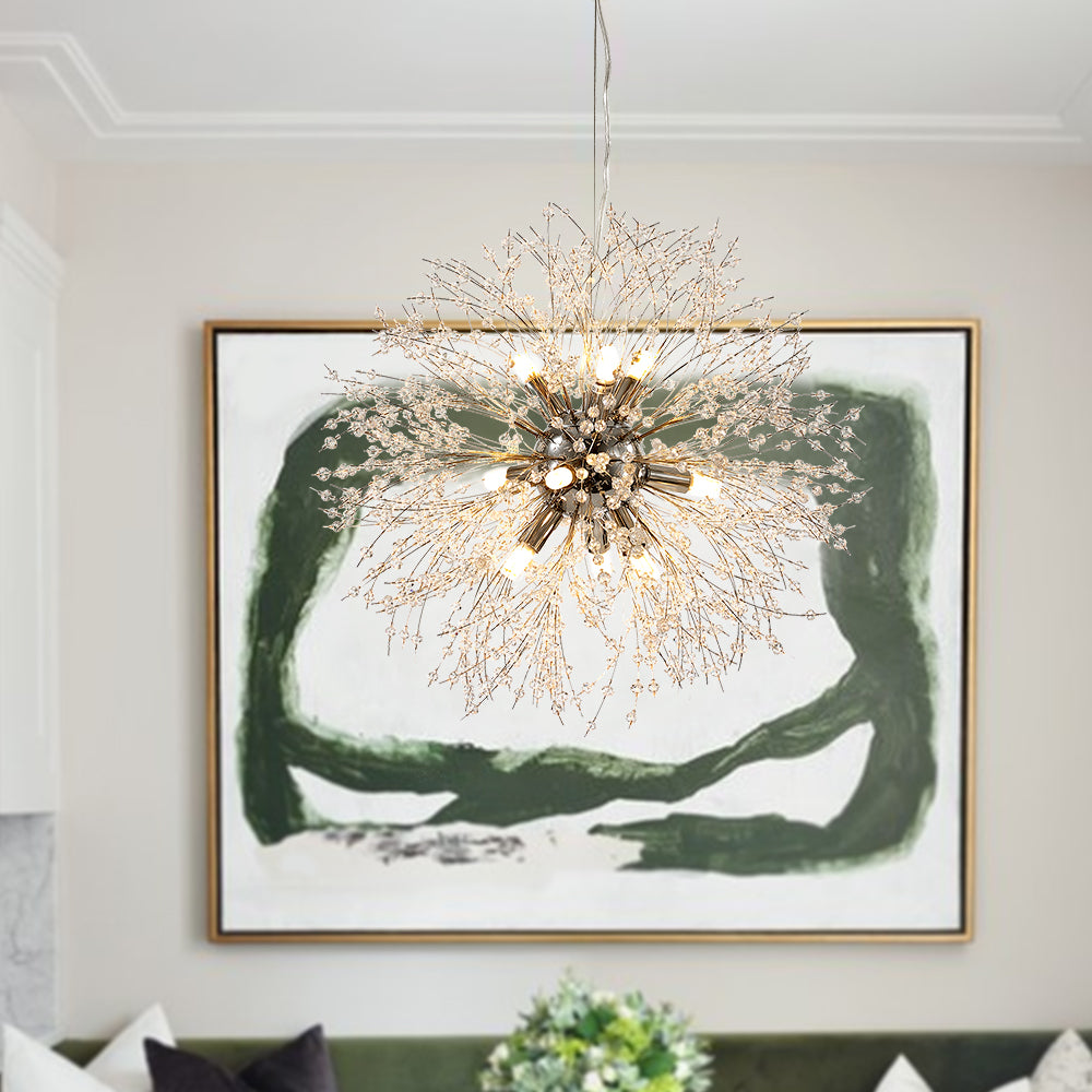 Alvsang Dandelion Crystal Metal Chandelier - Lamp Copper