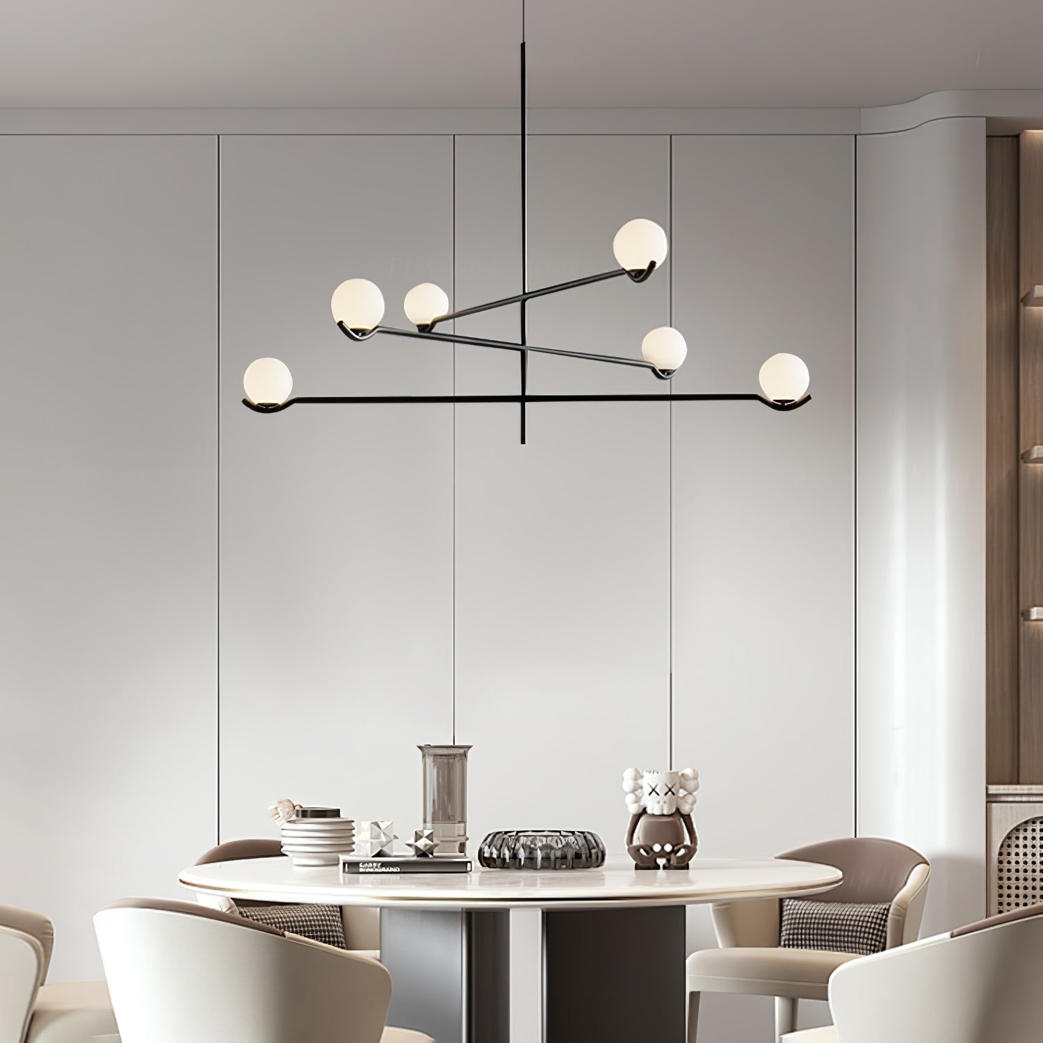 Fayno White Globe Chandelier - Lamp Copper