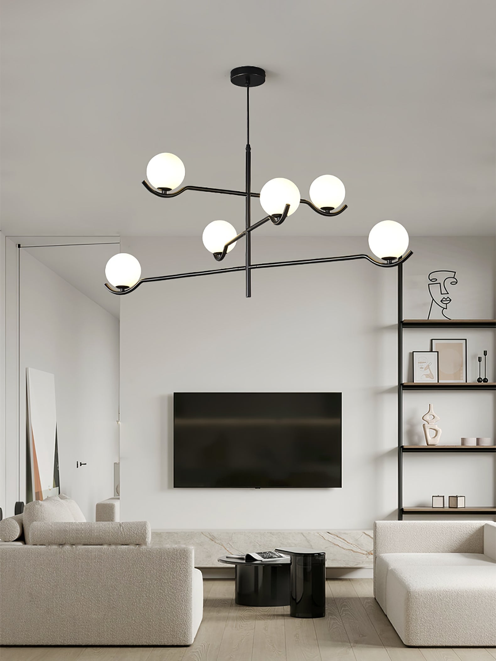 Fayno White Globe Chandelier - Lamp Copper