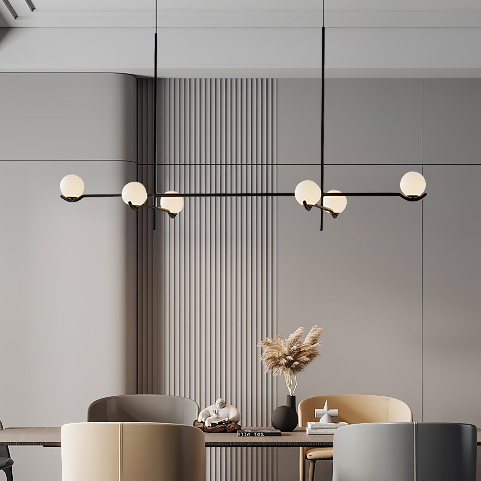 Fayno White Globe Chandelier - Lamp Copper