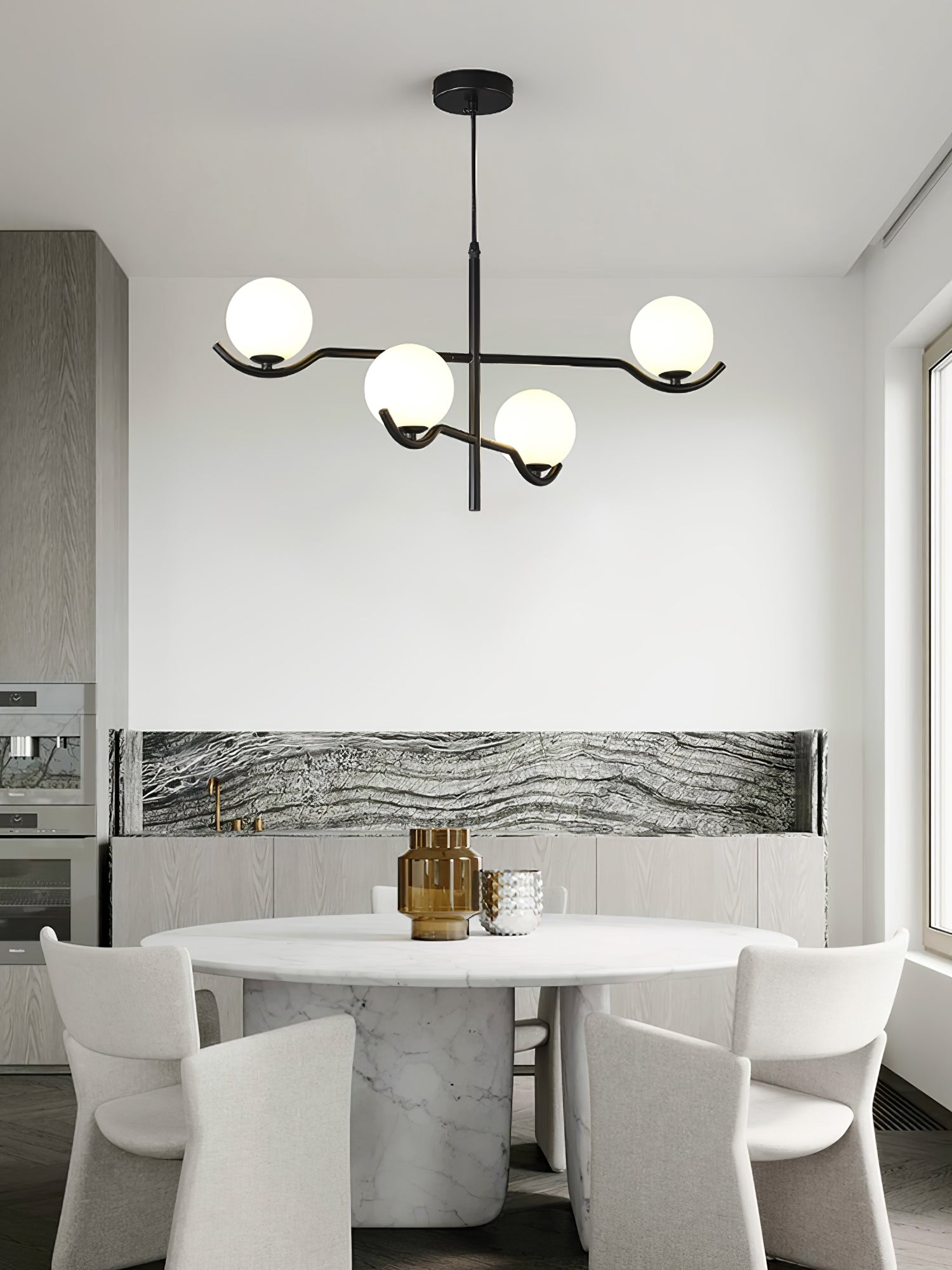 Fayno White Globe Chandelier - Lamp Copper