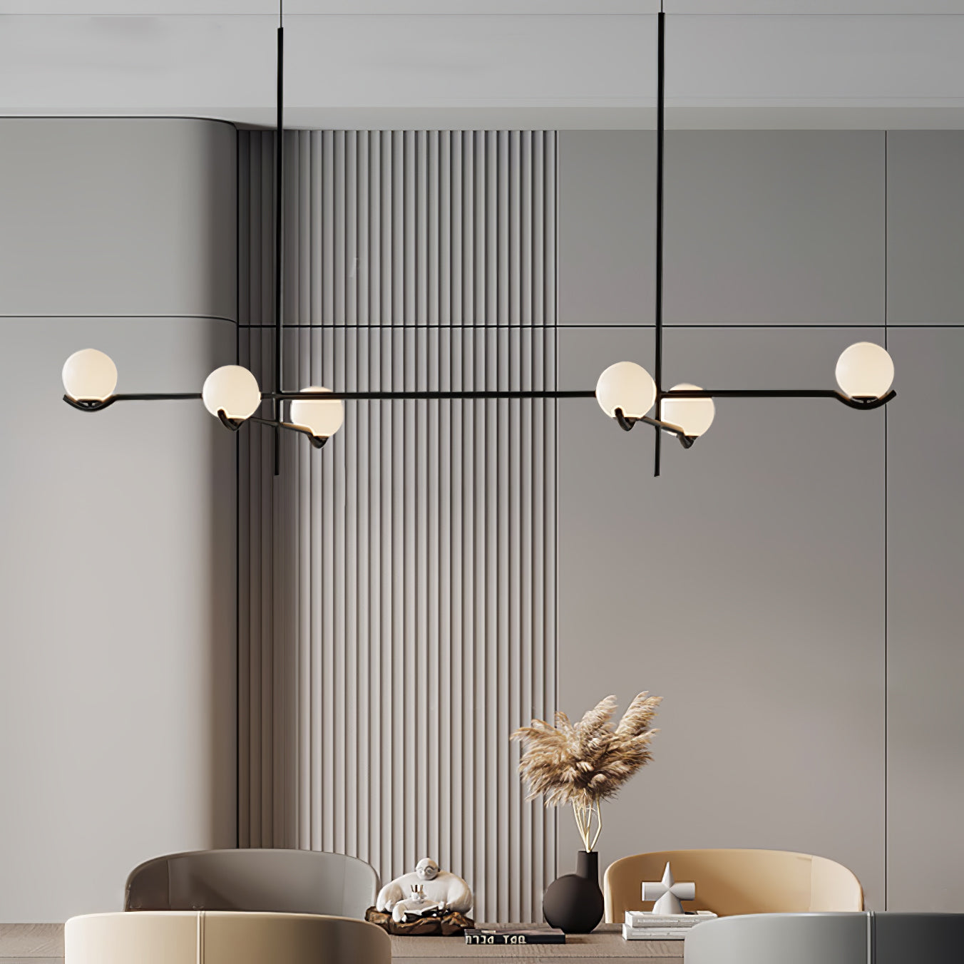 Fayno White Globe Chandelier - Lamp Copper