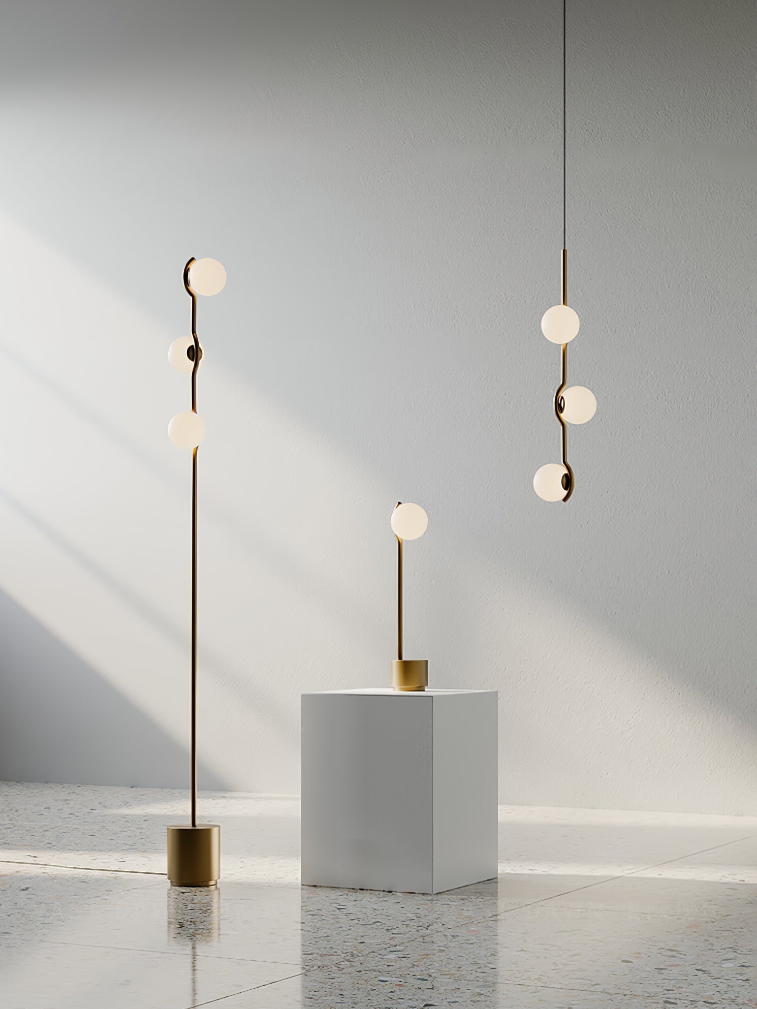 Fayno White Globe Chandelier - Lamp Copper