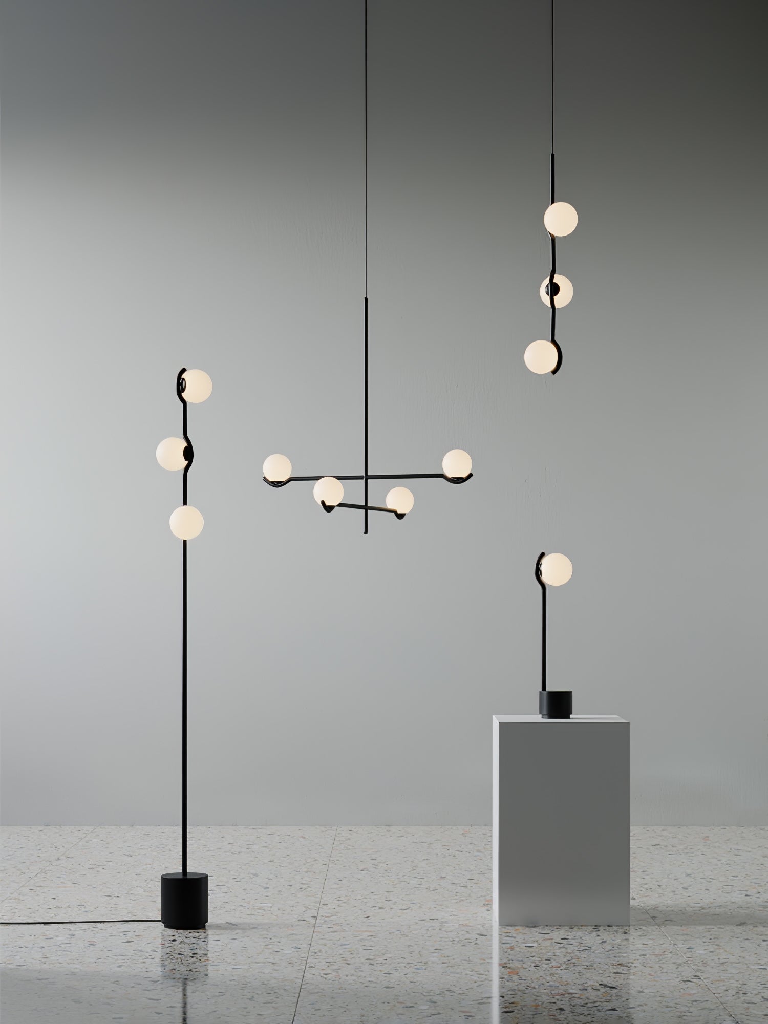 Fayno White Globe Chandelier - Lamp Copper
