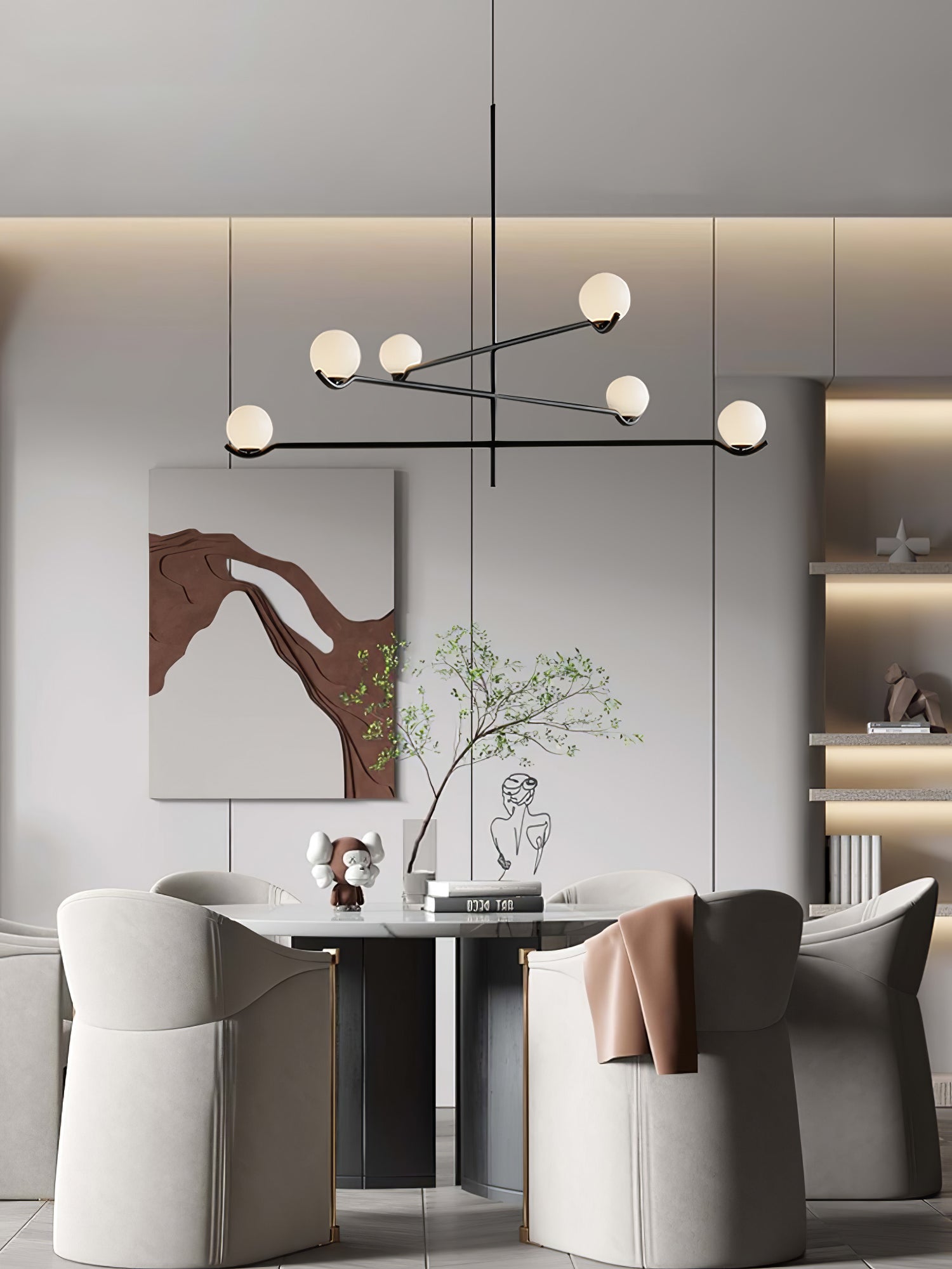 Fayno White Globe Chandelier - Lamp Copper
