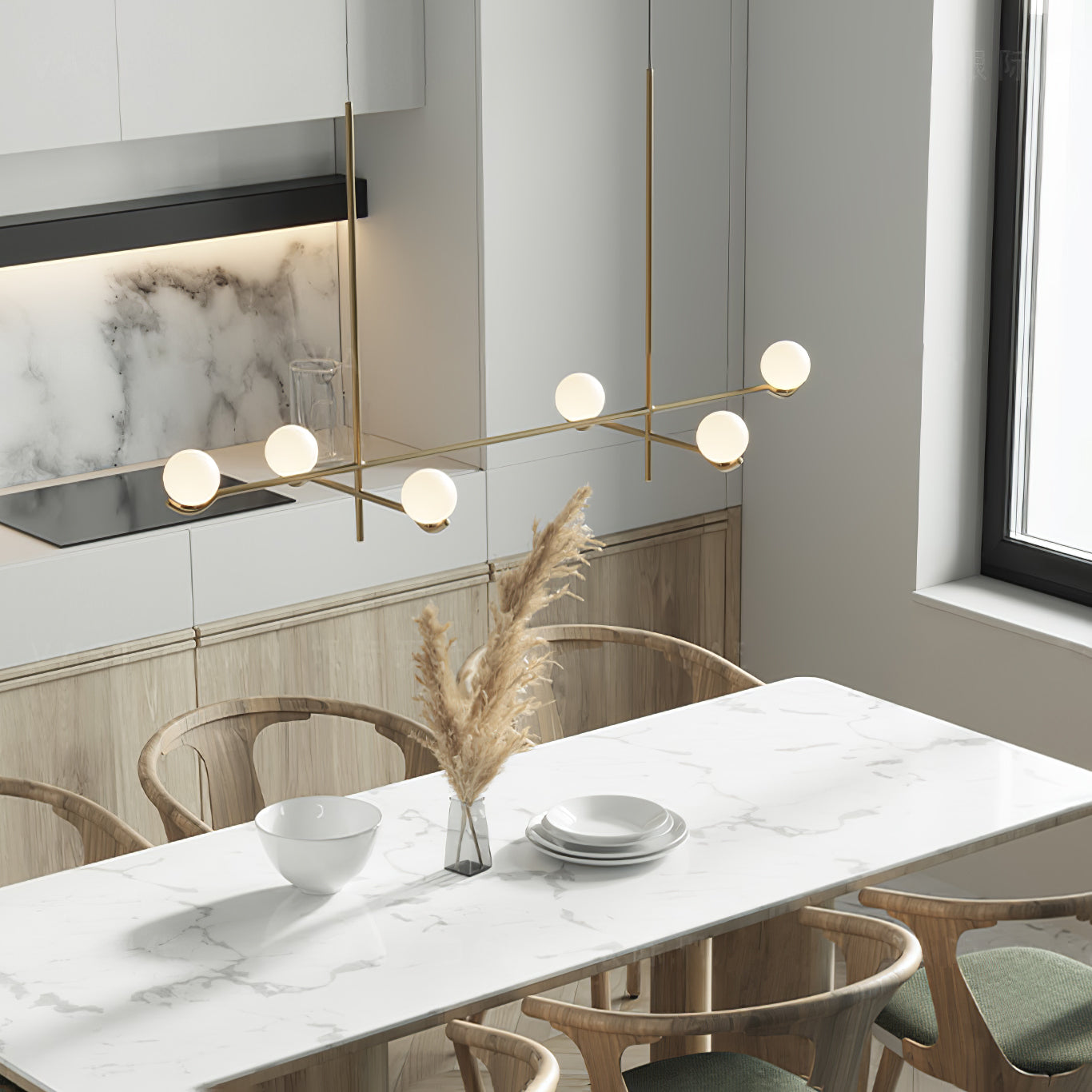 Fayno White Globe Chandelier - Lamp Copper