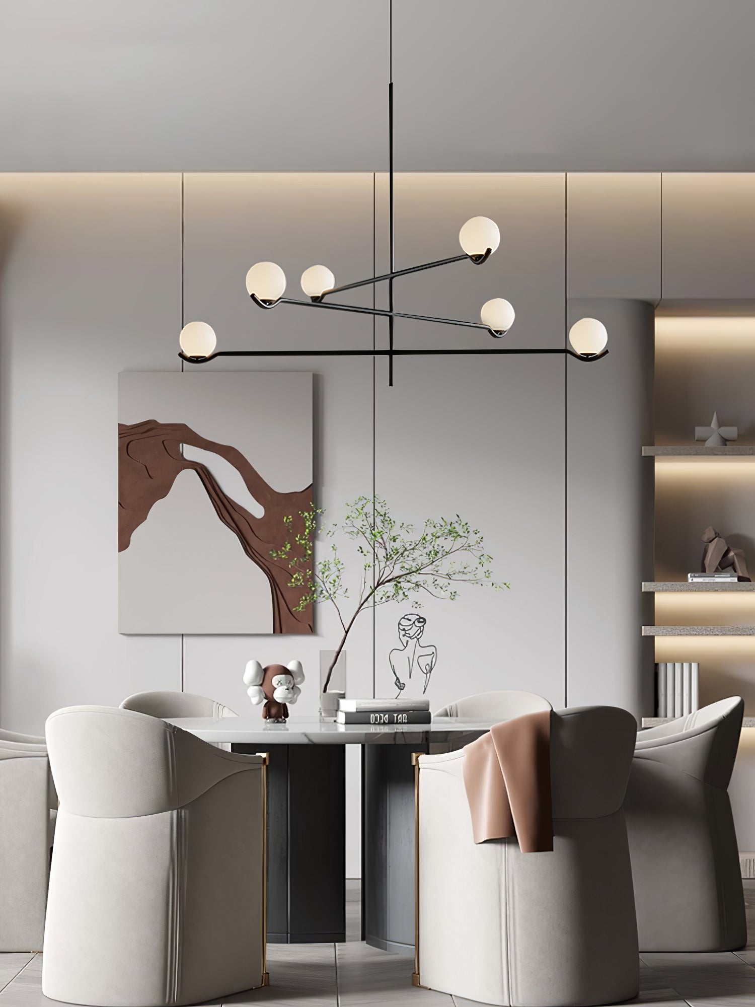 Fayno White Globe Chandelier - Lamp Copper