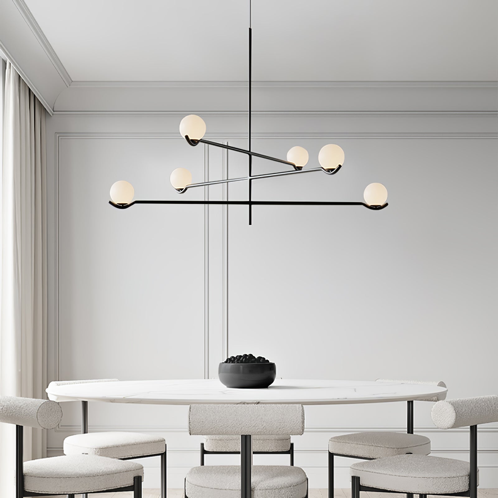 Fayno White Globe Chandelier - Lamp Copper