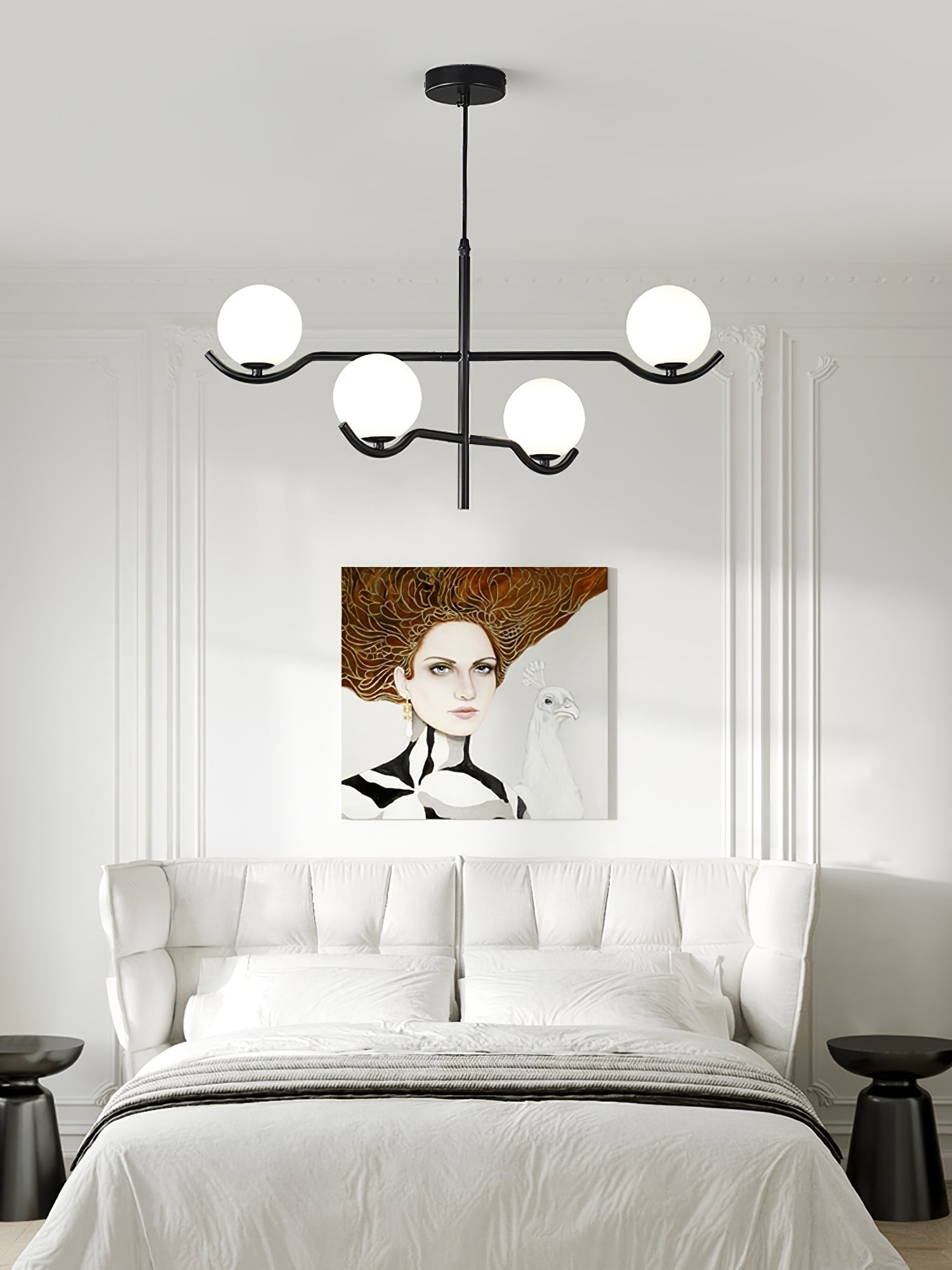 Fayno White Globe Chandelier - Lamp Copper