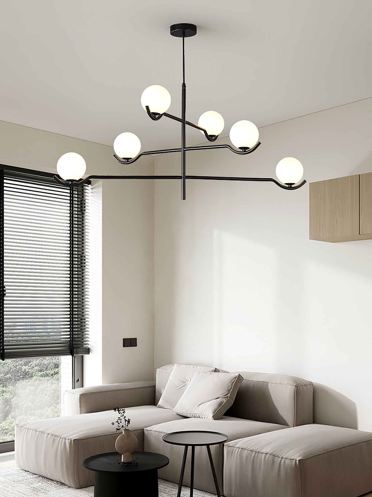 Fayno White Globe Chandelier - Lamp Copper