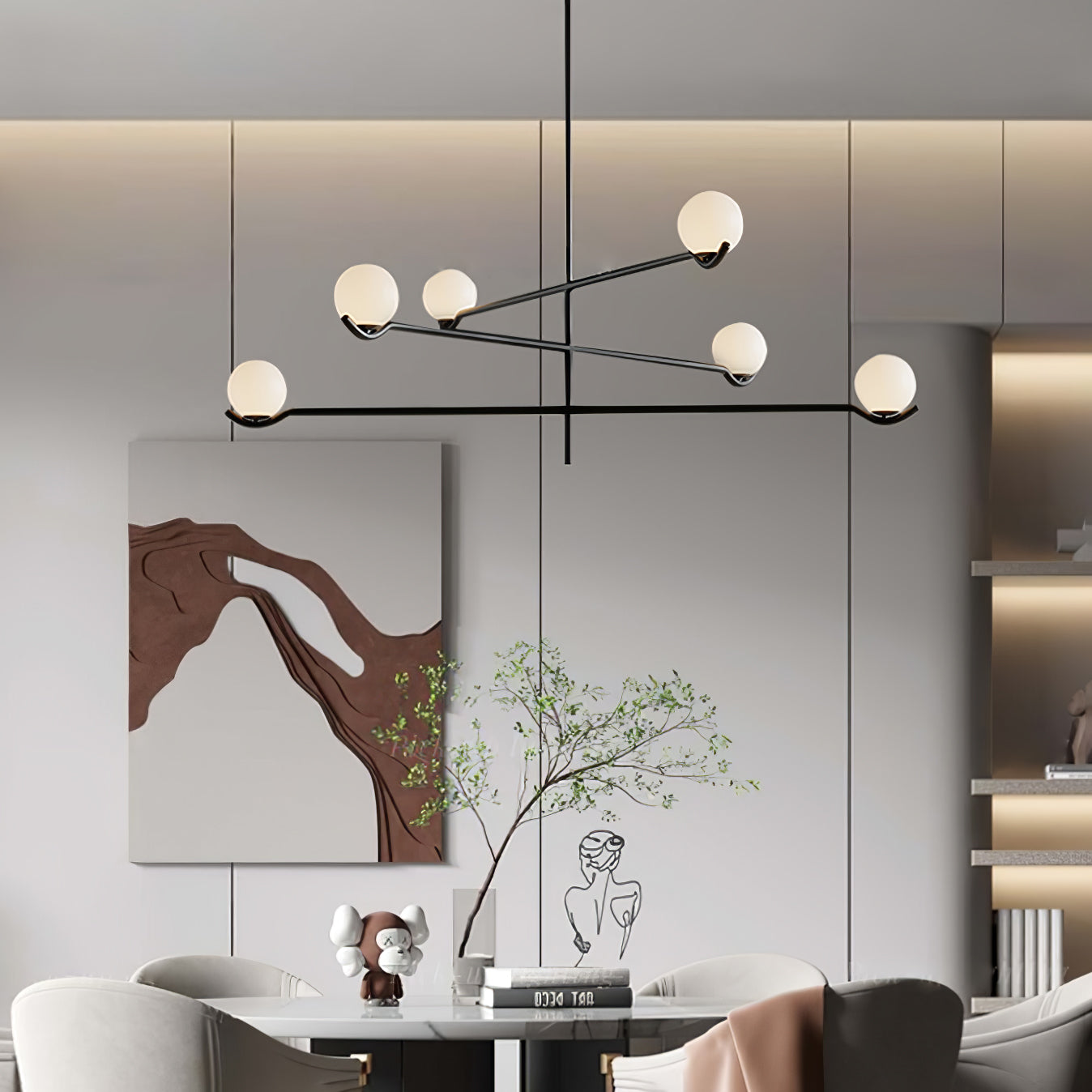 Fayno White Globe Chandelier - Lamp Copper