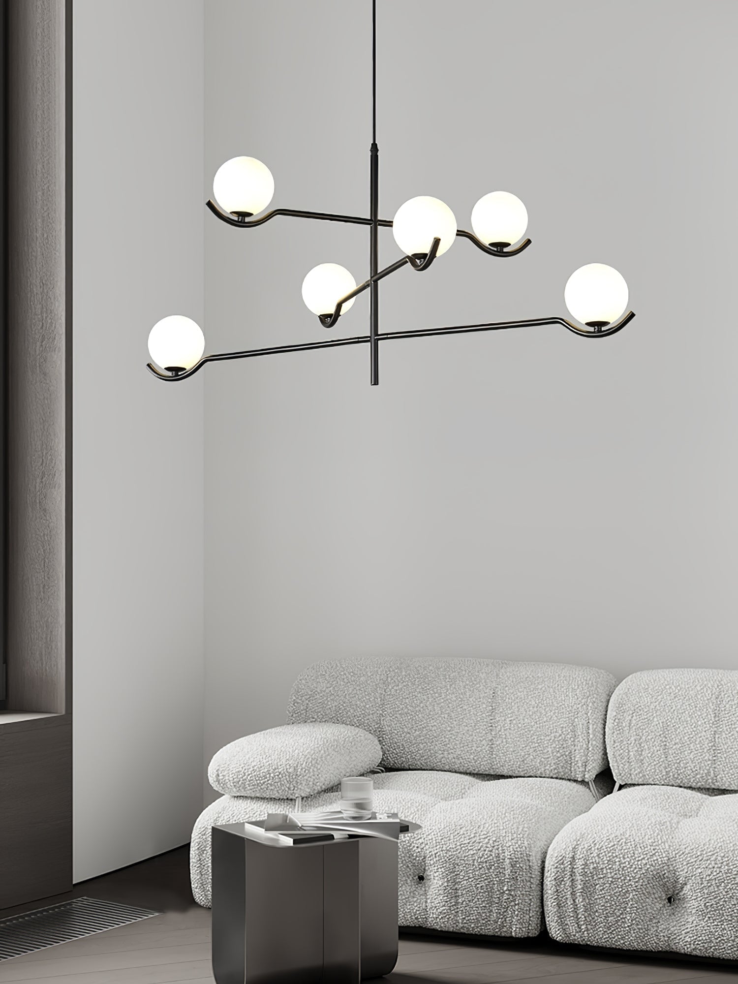 Fayno White Globe Chandelier - Lamp Copper