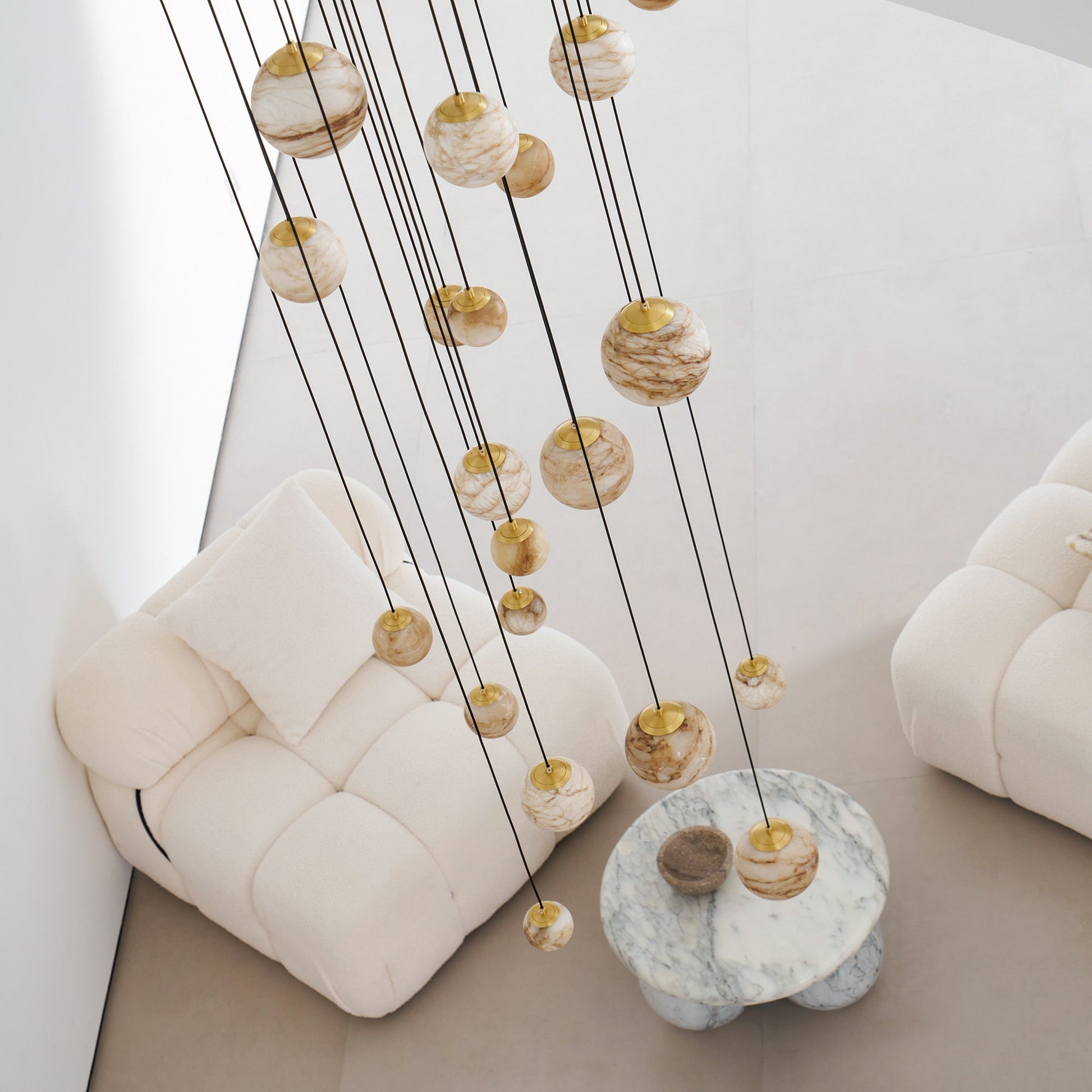 Arsorarae Modern Minimalist Cluster Alabaster Chandelier - Lamp Copper