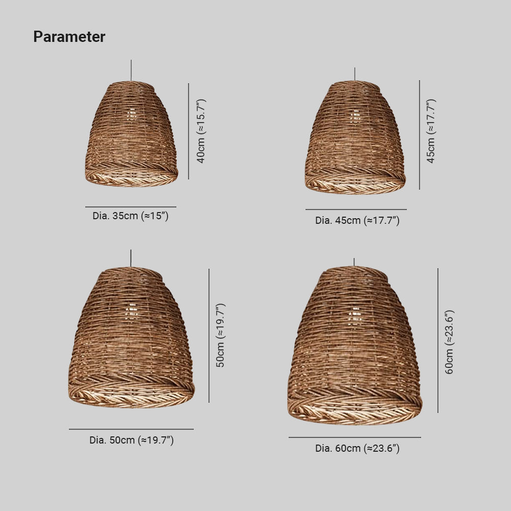 Muto Vintage Rustic LED Pendant Light Rattan Living Room Bedroom - Lamp Copper