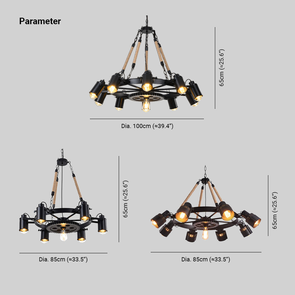 Epoch Industrial LED Pendant Light Black Metal/Rope Cafe/Bar - Lamp Copper