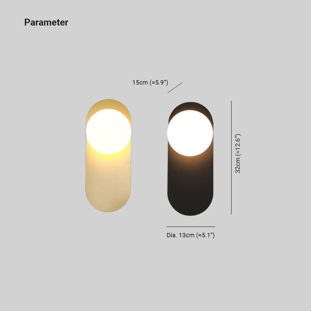 Valentina Modern LED Wall Lamp Black/Gold Glass Bedroom/Living Room - Lamp Copper