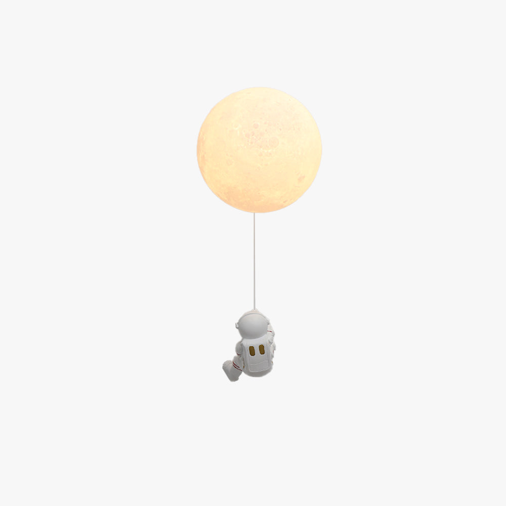 Aria Modern Moon LED Indoor Wall Lamp White Resin Kid's Room - Lamp Copper