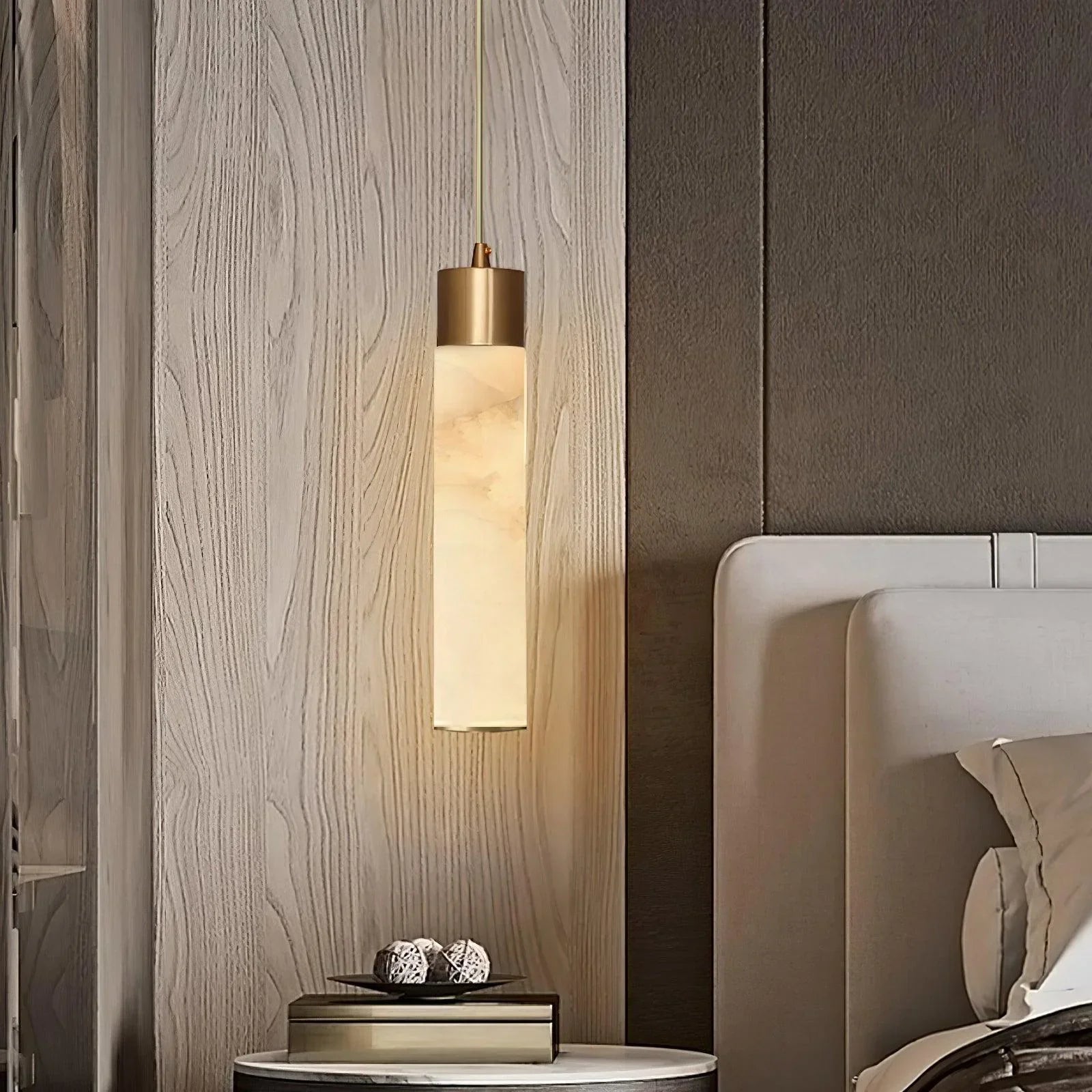 Dike White Alabaster Pendant Light - Lamp Copper