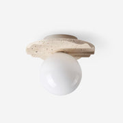 Ritta Ceiling Light Travertine Glass - Lamp Copper