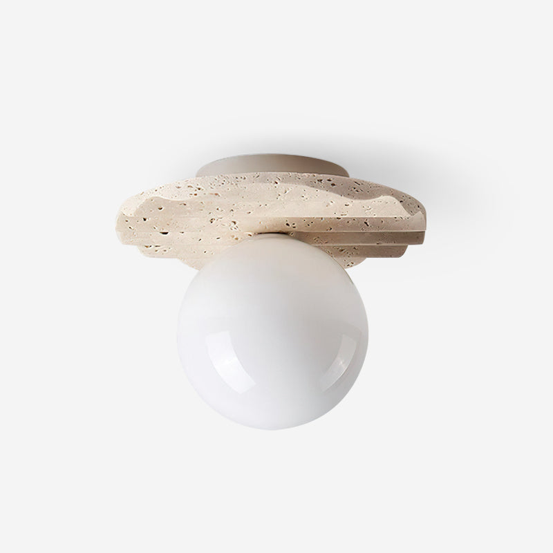 Ritta Ceiling Light Travertine Glass - Lamp Copper