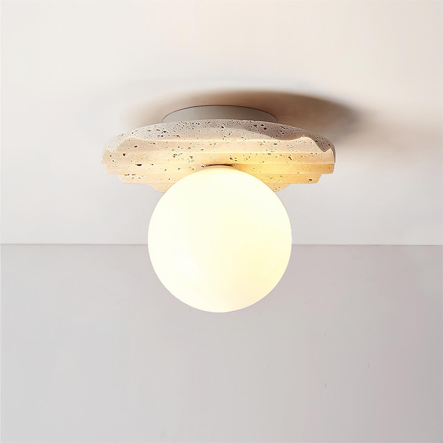 Ritta Ceiling Light Travertine Glass - Lamp Copper