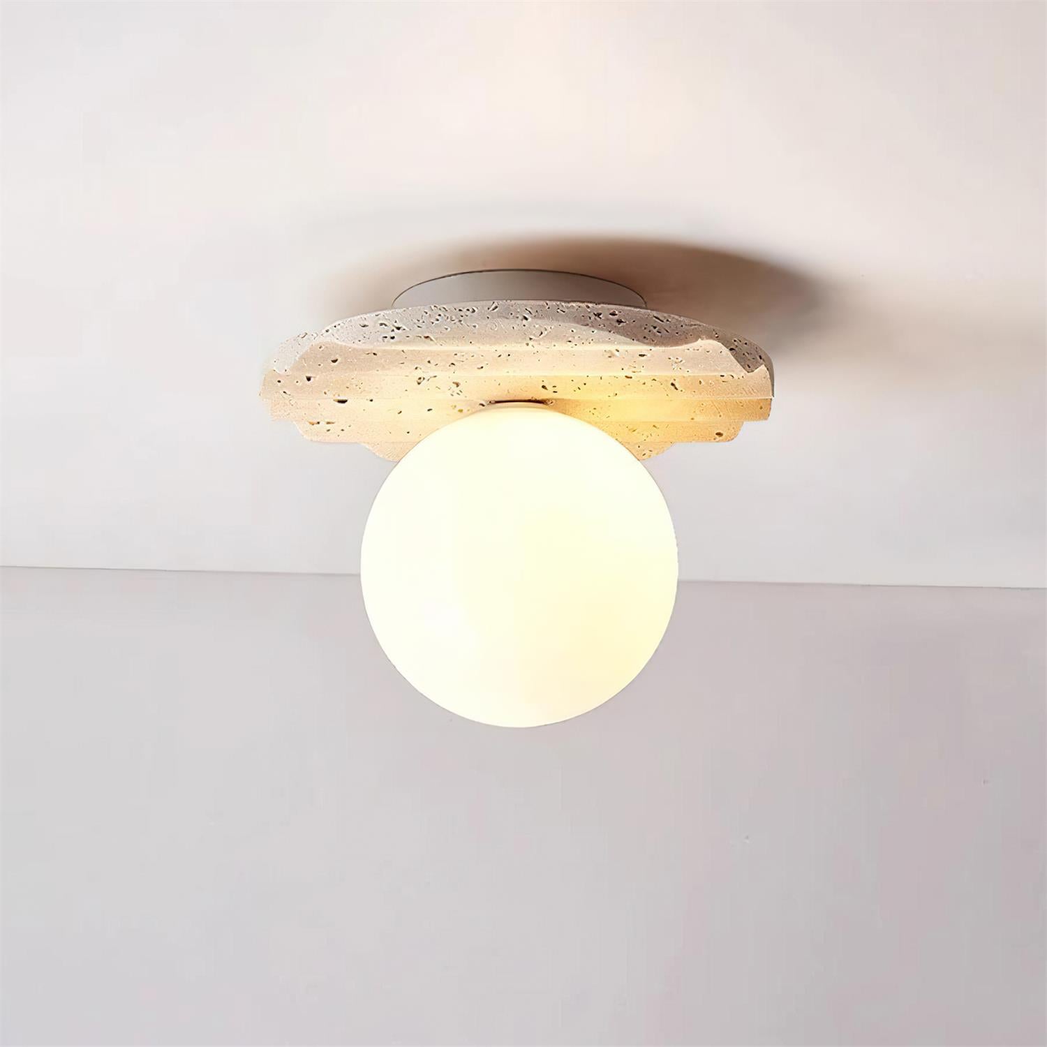 Ritta Ceiling Light Travertine Glass - Lamp Copper