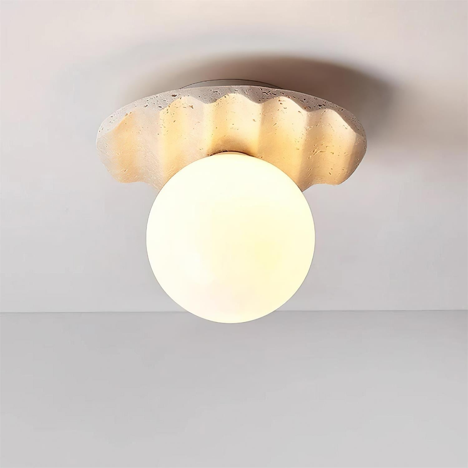 Ritta Ceiling Light Travertine Glass - Lamp Copper