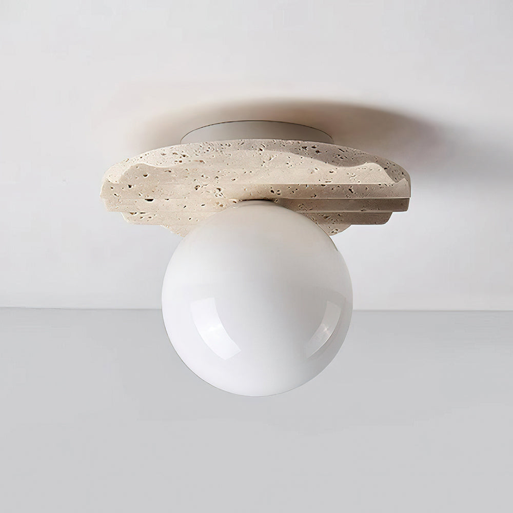 Ritta Ceiling Light Travertine Glass - Lamp Copper