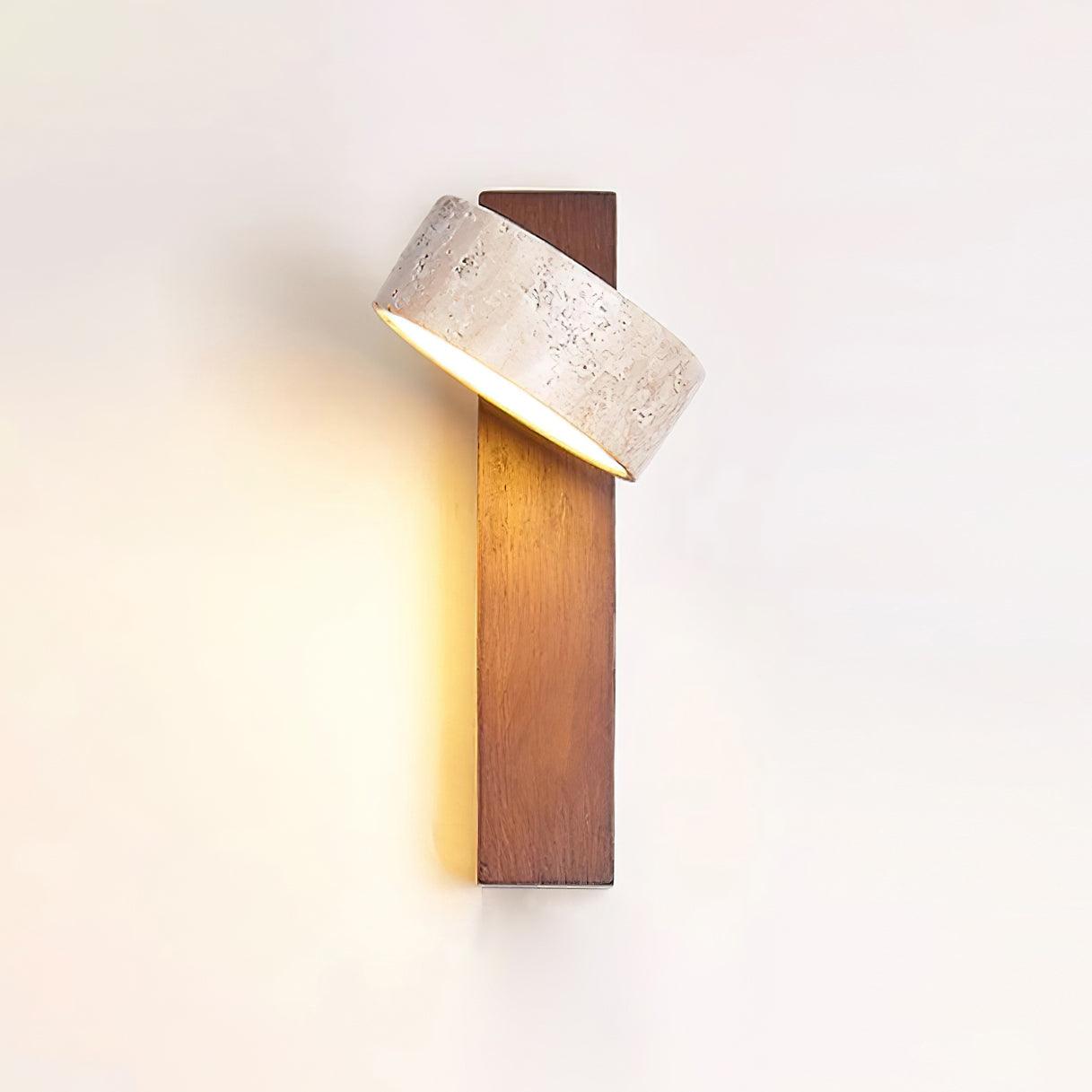 Ritta Wall Light Travertine Wood - Lamp Copper