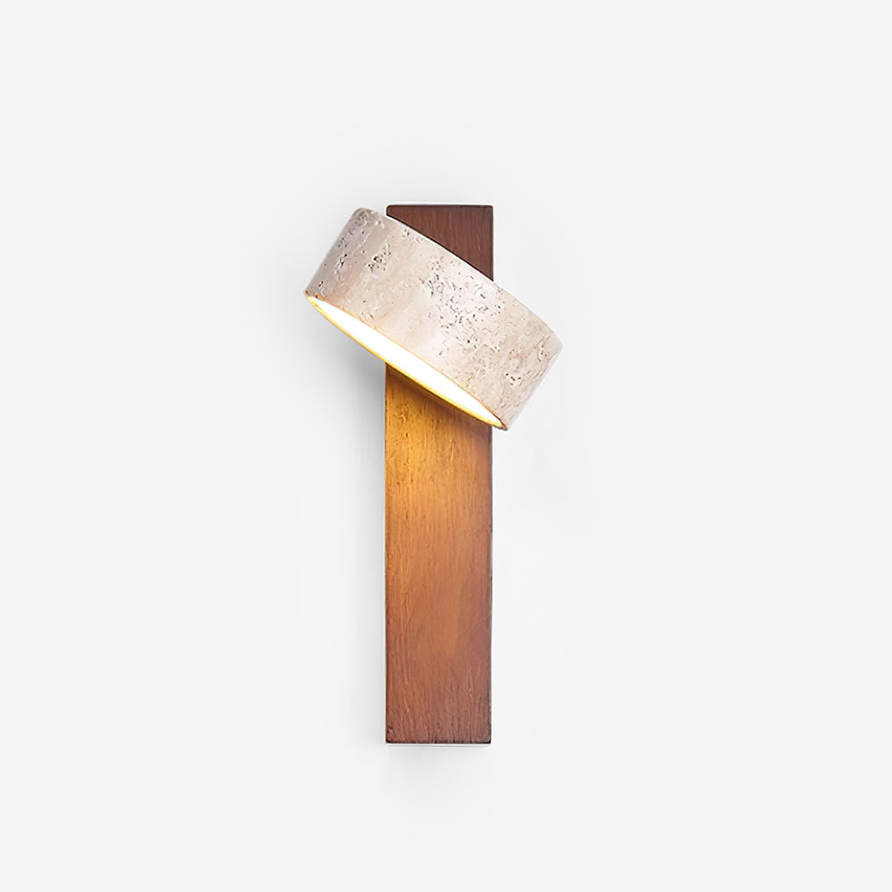 Ritta Wall Light Travertine Wood - Lamp Copper