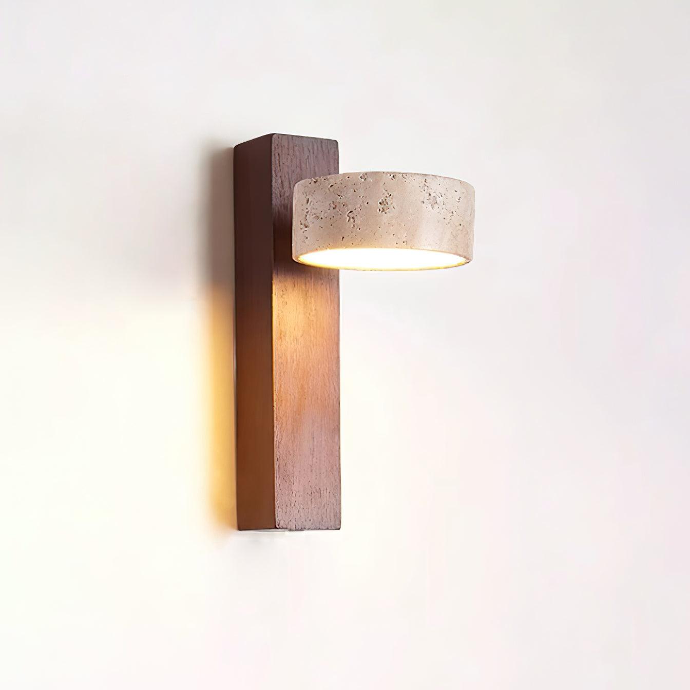 Jovan Wall Light Travertine Wood - Lamp Copper