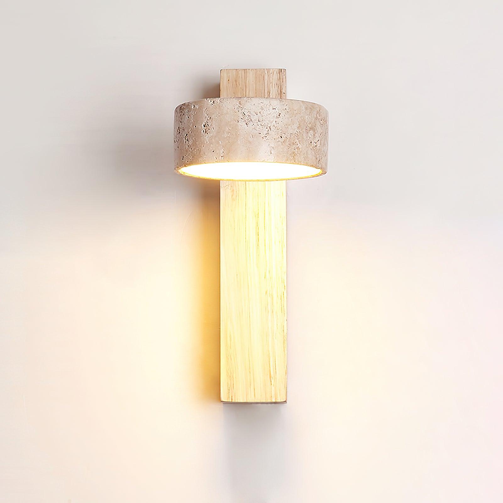 Ritta Wall Light Travertine Wood - Lamp Copper