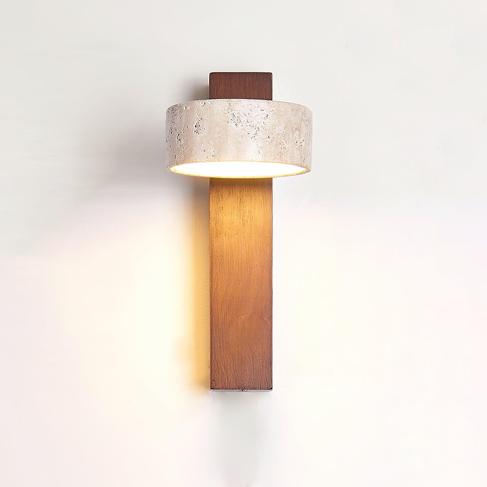 Ritta Wall Light Travertine Wood - Lamp Copper