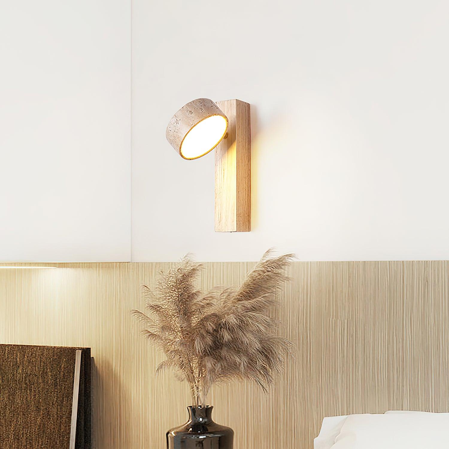 Jovan Wall Light Travertine Wood - Lamp Copper