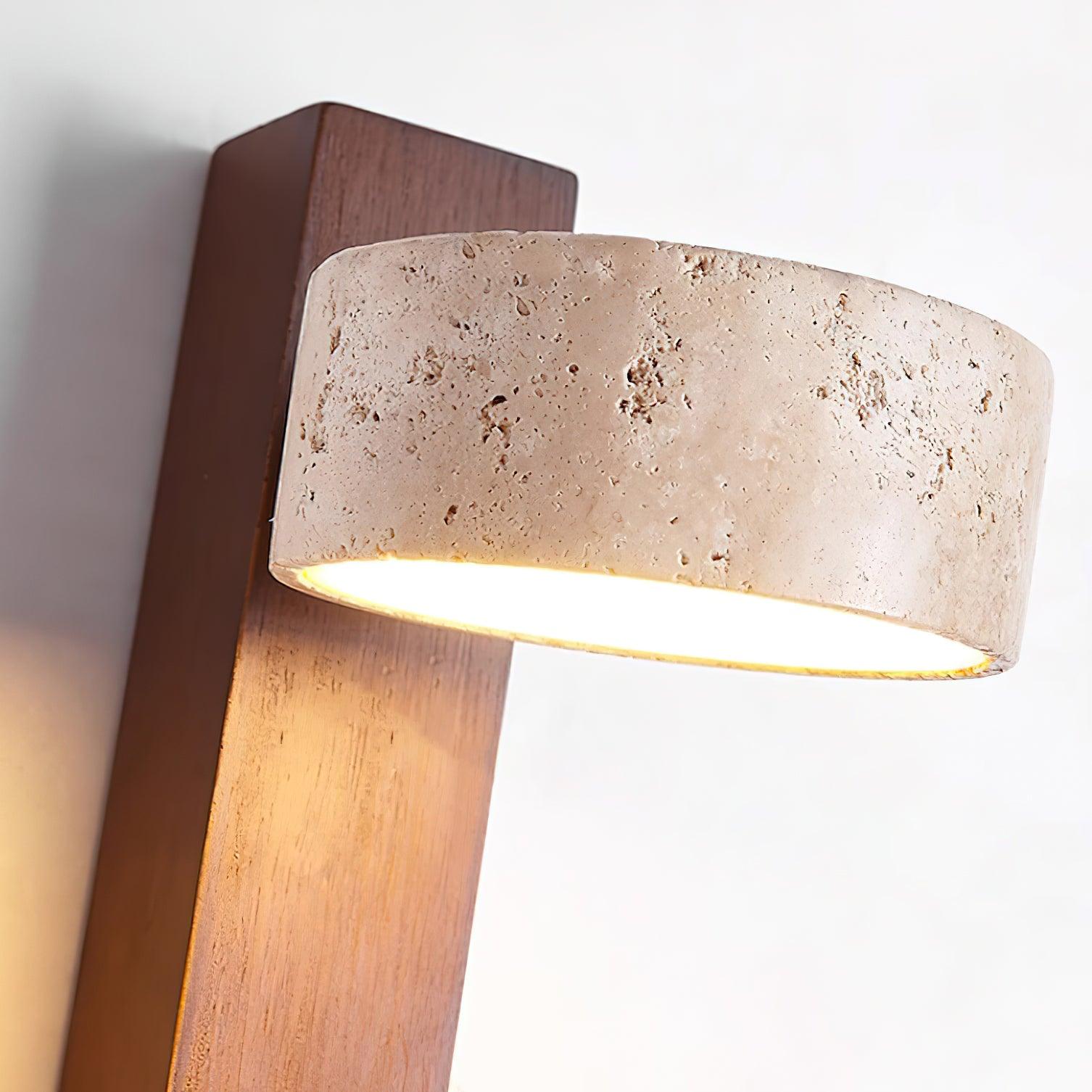 Jovan Wall Light Travertine Wood - Lamp Copper